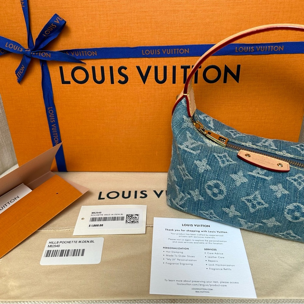 LOUIS VUITTON HILLS POCHETTE DENIM BLUE MONOGRAM BAG